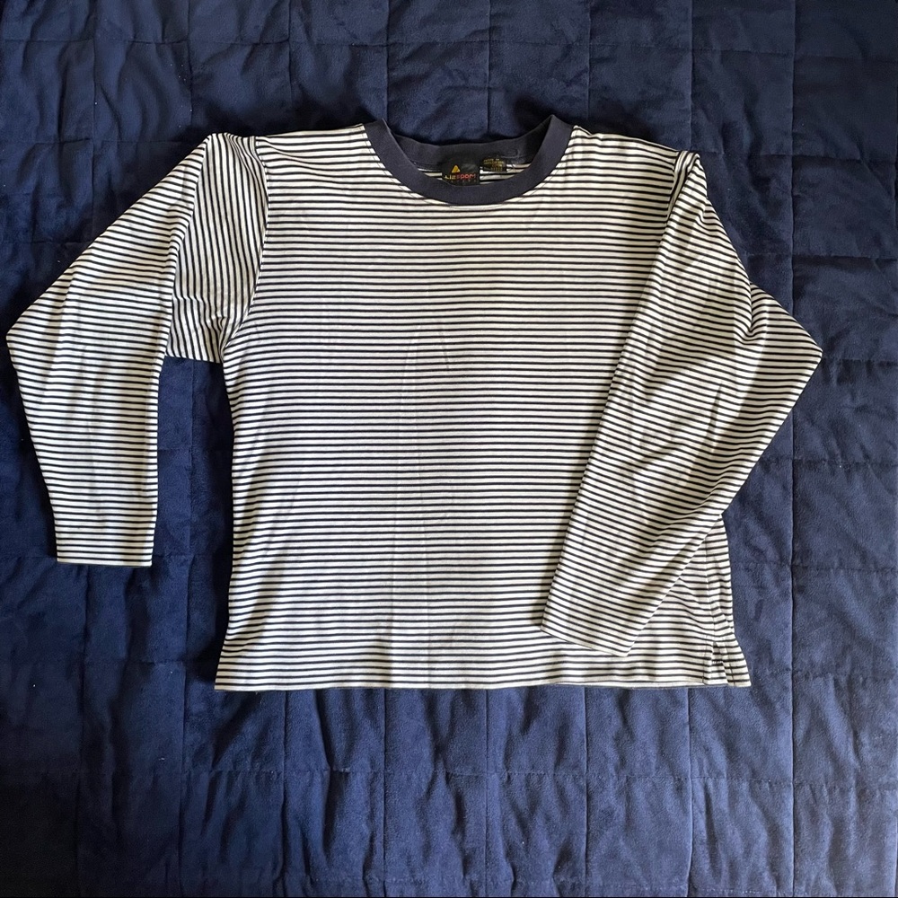 LizSport Navy Blue & White Stripped Shirt